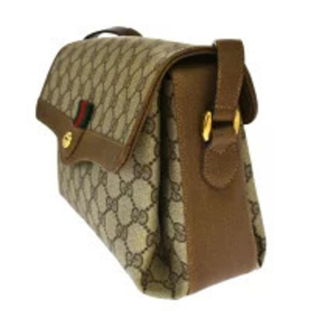 Gucci Red Leather GG Green Bag Sherry Interlocking Shoulder Brown Green Brown